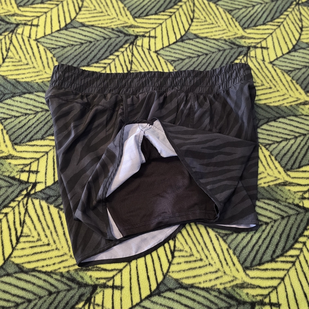Avia Black Zebra Print Athletic Shorts - Picture 4 of 7